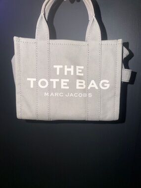 Marc Jacobs Light Gray Canvas The Tote Bag with stamped strap